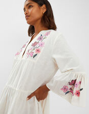 Jasmine Embroidered Smock Dress, White (WHITE), large