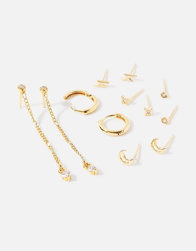 Gold-Plated Elevated Celestial Earring Set, , large
