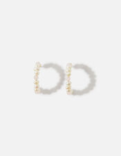 14ct Gold-Plated Pearl and Rose Quartz Hoop Earrings, , large
