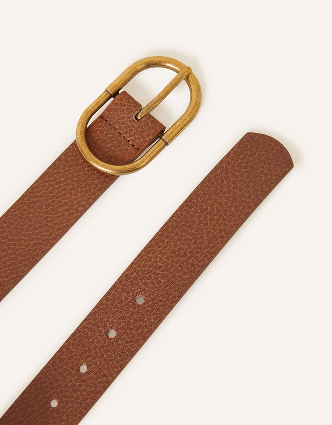 Antique Effect Buckle Belt, Tan (TAN), large