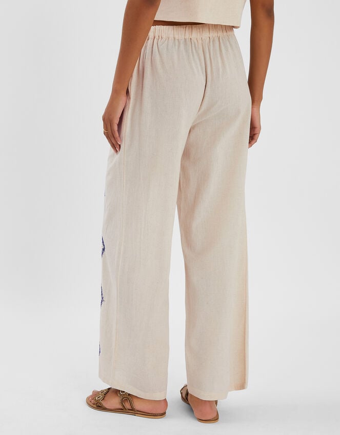 Tropical Embroidered Trousers, Natural (NATURAL), large