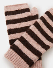 Stripe Knit Fingerless Gloves, , large