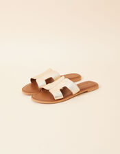 Leather Cut-Out Detail Sliders, Gold (GOLD), large