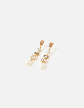 Eclectic Stone Pearl Drop Earrings, , large