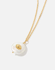 Gold-Plated Pearl Talisman Necklace, , large