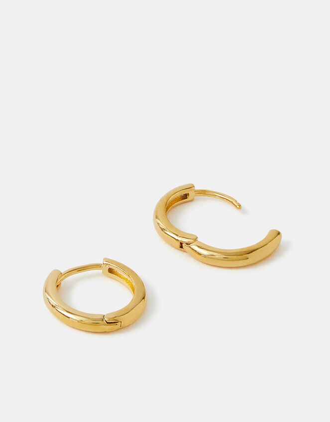 14ct Gold-Plated Huggie Hoop Earrings, , large