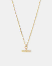 14ct Gold-Plated T-Bar Pendant Necklace, , large