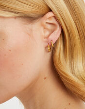 3-Pack 14ct Gold-Plated Twist Clicker Hoop Earrings, , large