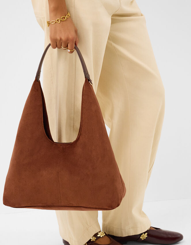 Faux Suede Shoulder Bag, , large