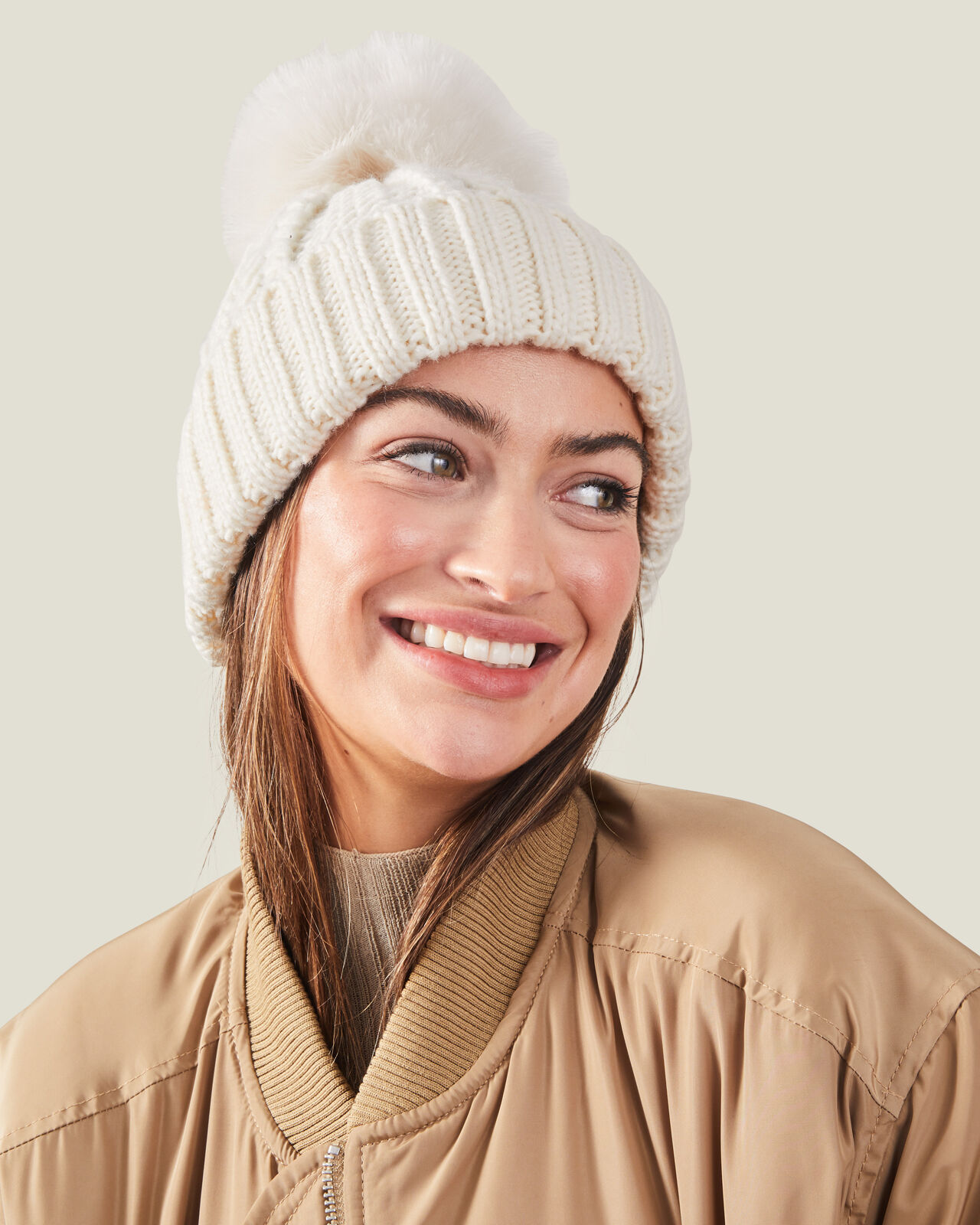 Beanie hat with deals large pom pom