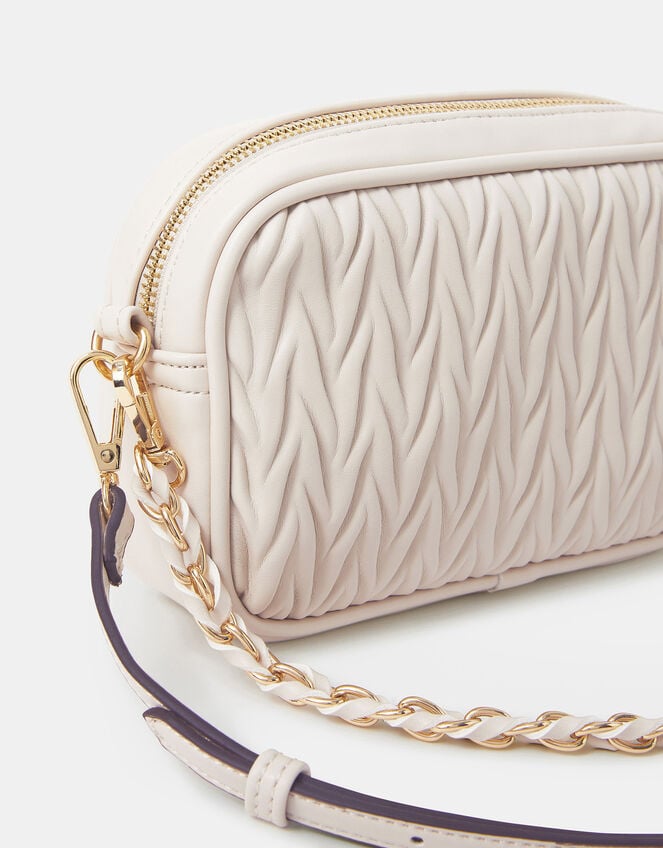 Small Ruched Crossbody Bag, Cream (CREAM), large