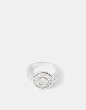 Sterling Silver-Plated Sparkle Circle Ring, Silver (ST SILVER), large