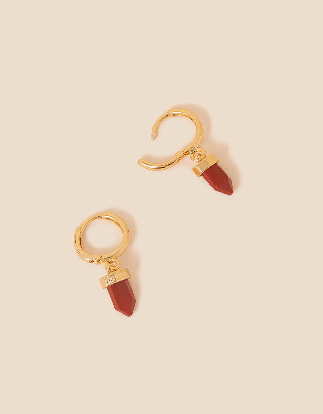 14ct Gold-Plated Jasper Shard Earrings, , large