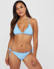 Smock Detail Triangle Bikini Top, Blue (BLUE), large