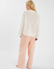 Embroidered Stripe Long Pyjamas Set, Pink (PINK), large
