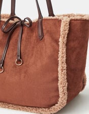 Reversible Faux Shearling Shoulder Bag, , large