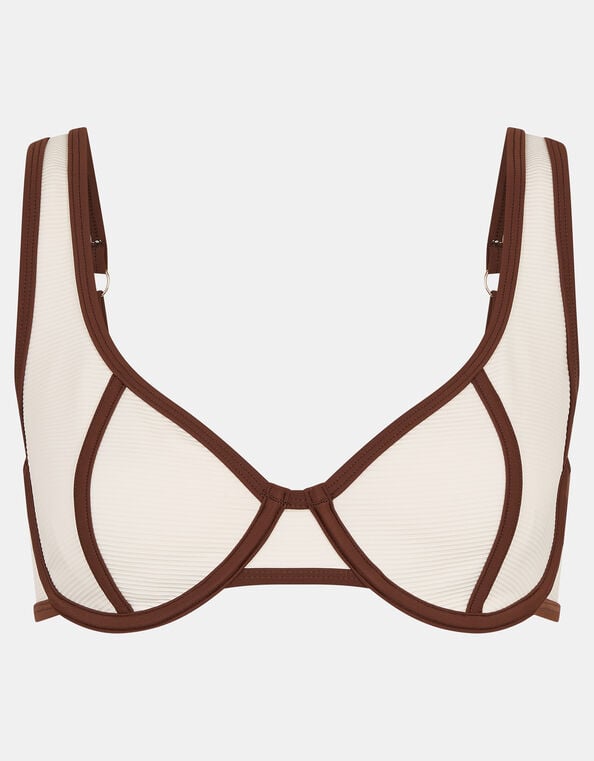 Contrast Underwire Bikini Top, Cream (CREAM), large