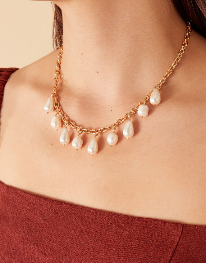 Multi Pearl Drop Necklace, , large