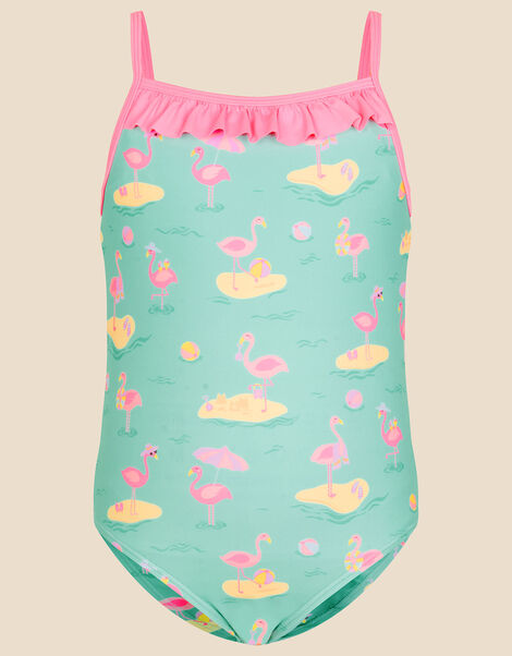 Flamingo Print Swimsuit, Green (GREEN), large