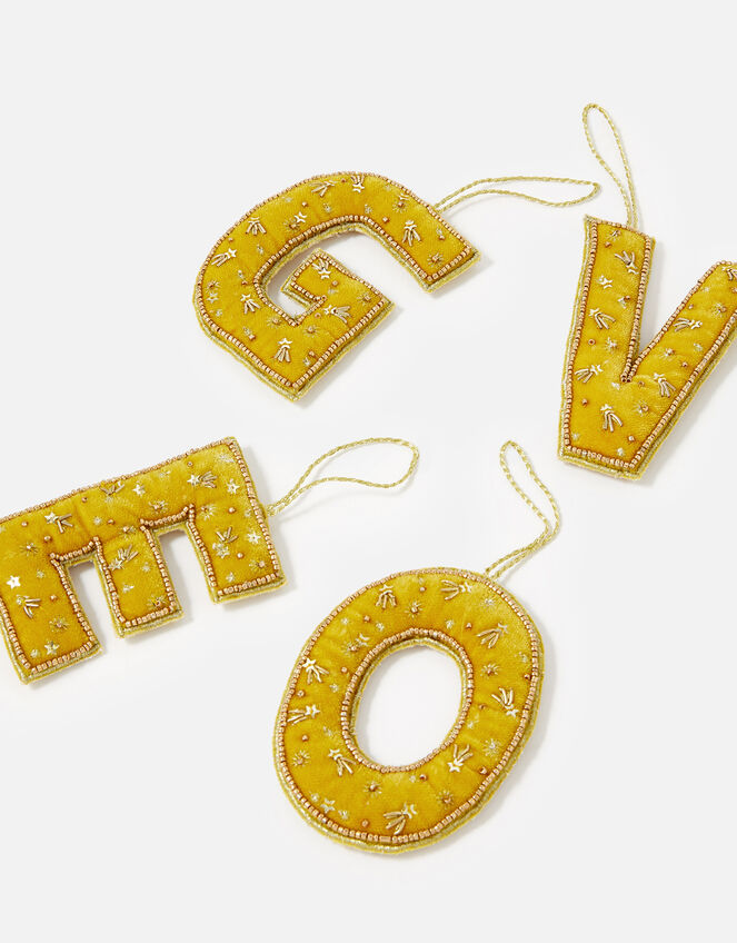 Embellished Initial Hanging Decoration, Yellow (OCHRE), large