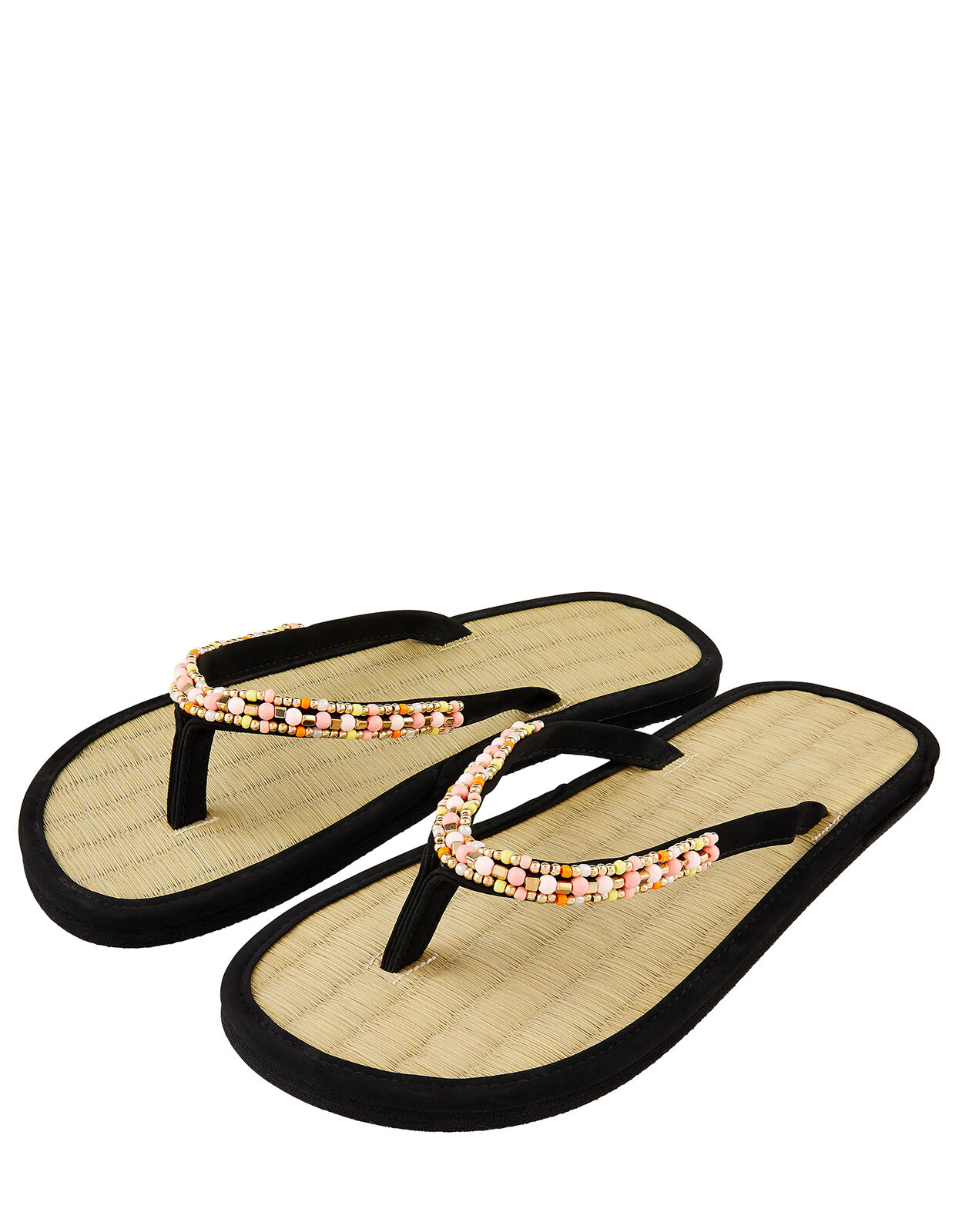 Beaded Seagrass Flip Flops Black Flip flops Accessorize Global