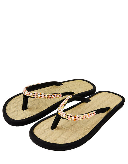 black seagrass flip flops