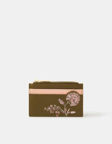 Floral Embroidered Card Holder, , large