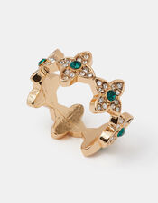 Gemstone Clover Ring, Green (GREEN), large