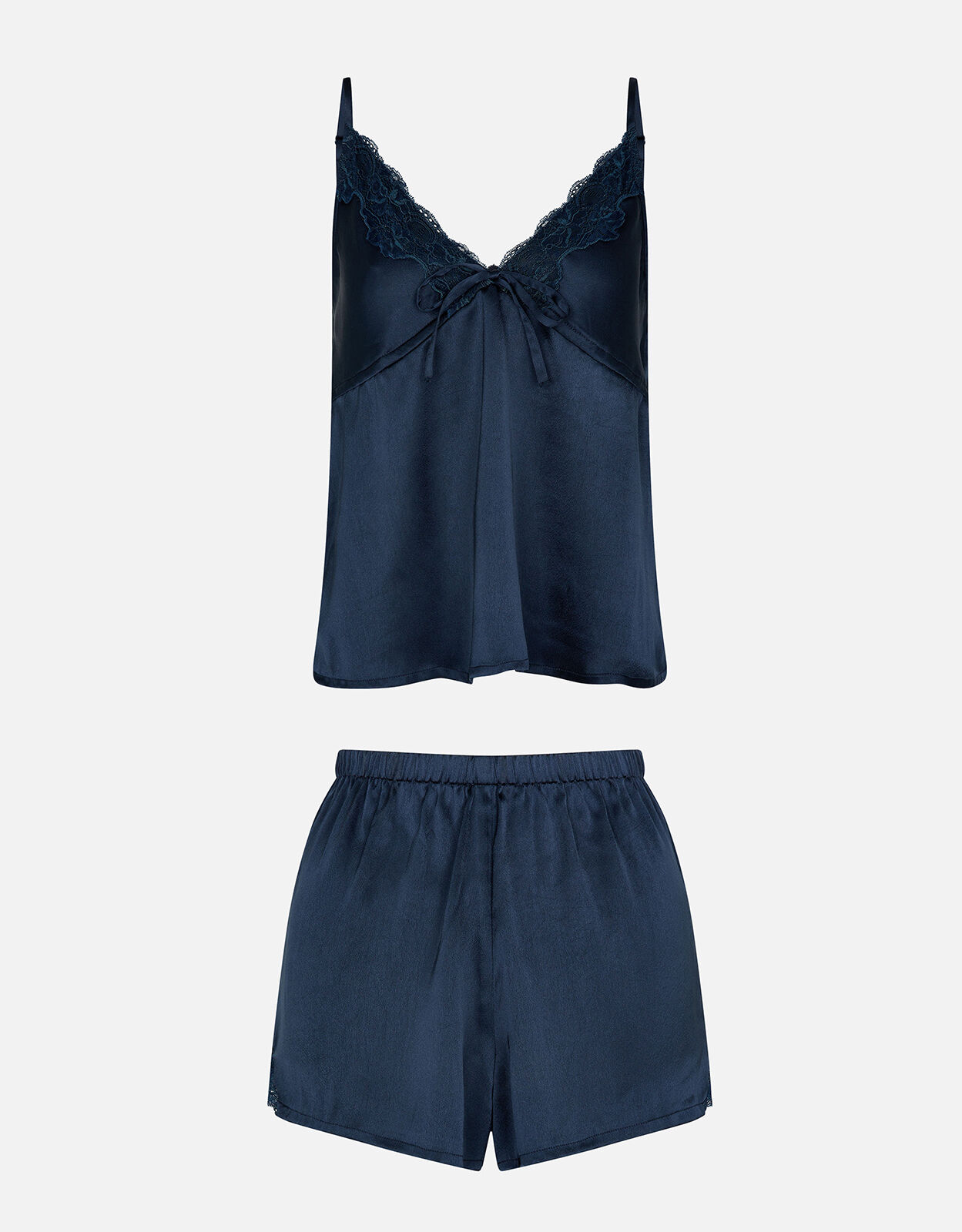 Satin Tie Front Vest Pyjama Set Blue Nightwear Accessorize ROI