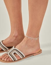 Bead Embellished Cut-Out Sliders, Black (BLACK WHITE), large