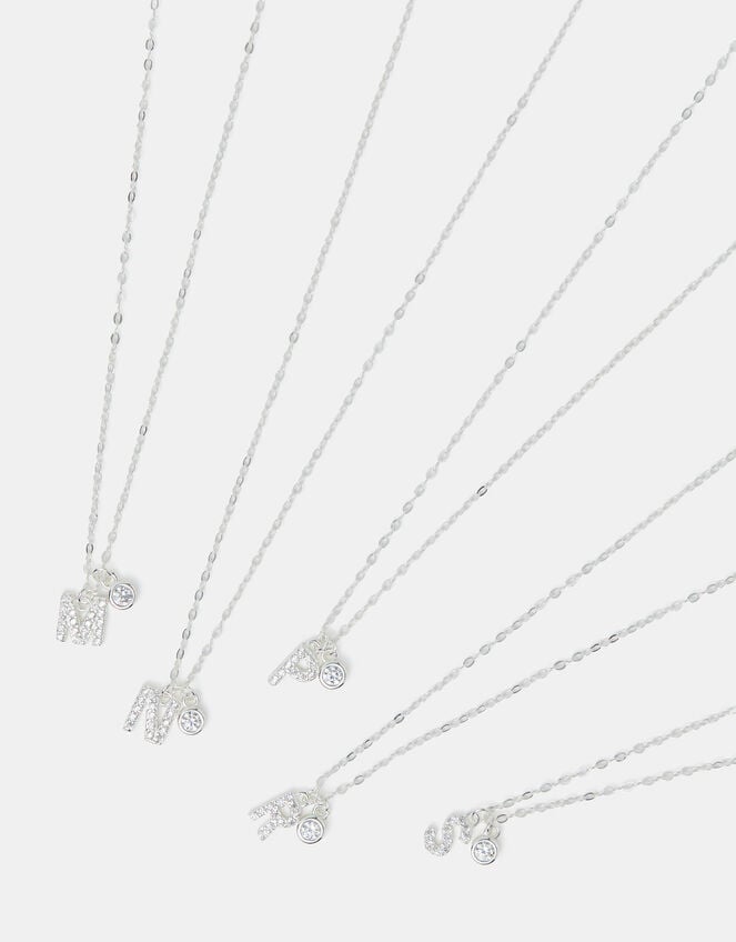 Sterling Silver Diamant&eacute; Initial Pendant Necklace, Silver (ST SILVER), large