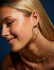 2-Pack Sterling Silver-Plated Mini Twist Hoop Earrings, , large