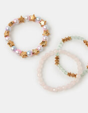 3-Pack Girls Star Beaded Stretch Bracelets, , large