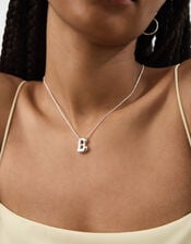 Bubble Initial Pendant Necklace, Silver (SILVER), large