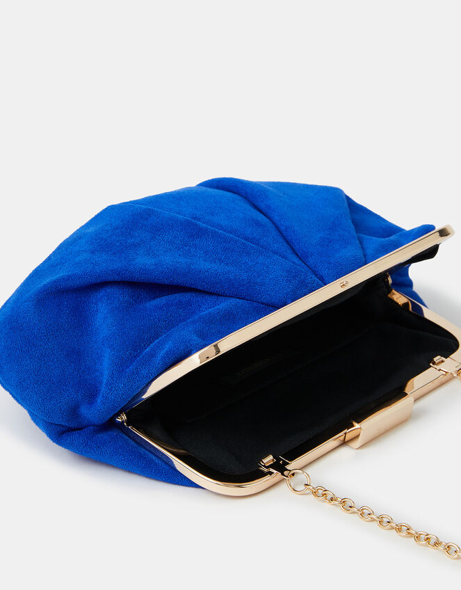 Pleated Suedette Clutch Bag, Blue (COBALT), large
