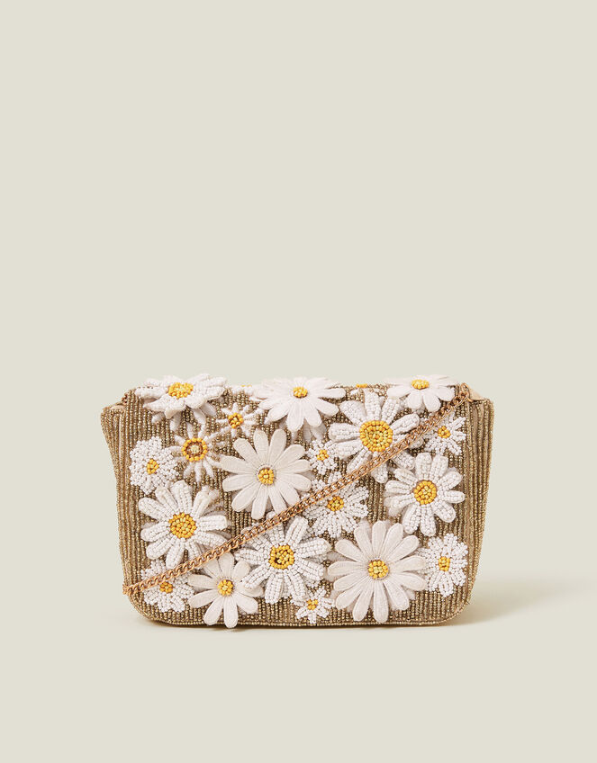 Hand-Beaded 3D Floral Clutch Bag, , large