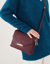 Double Zip Cross Body Bag, Red (BURGUNDY), large