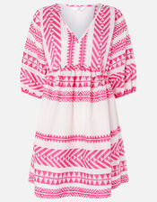 Patterned Jacquard Smock Dress, Pink (PINK), large