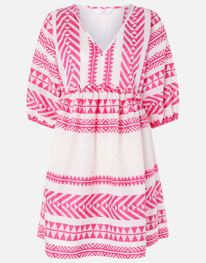 Patterned Jacquard Smock Dress, Pink (PINK), large