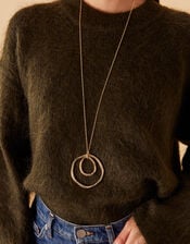 Long Concentric Circle Pendant Necklace, , large