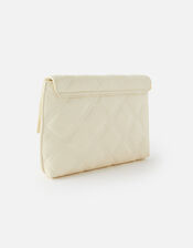 Stud Quilted Clutch , Cream (CREAM), large