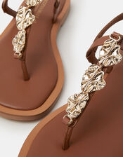 Metal Detail Strappy Sandals, Tan (TAN), large