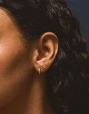 4-Pack 14ct Gold-Plated Stud & Hoop Earrings, , large