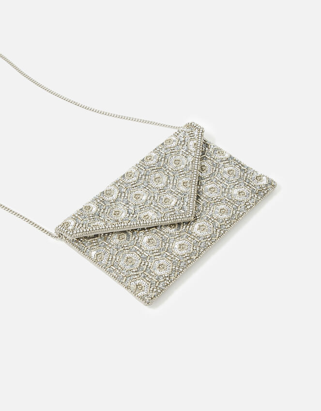 Tamara Embellished Clutch Bag, Silver (SILVER), large