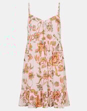 Floral Print Mini Dress, Ivory (IVORY), large