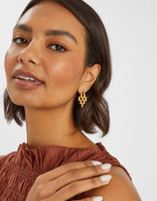 14ct Gold-Plated Diamond Drop Earrings, , large