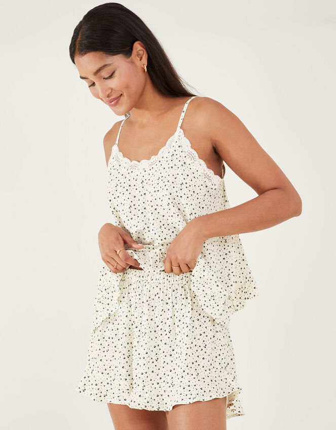 Ditsy Print Short Pyjama Set, Ivory (IVORY), large