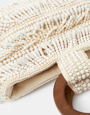Wooden Handle Beaded Fringe Bag, , large