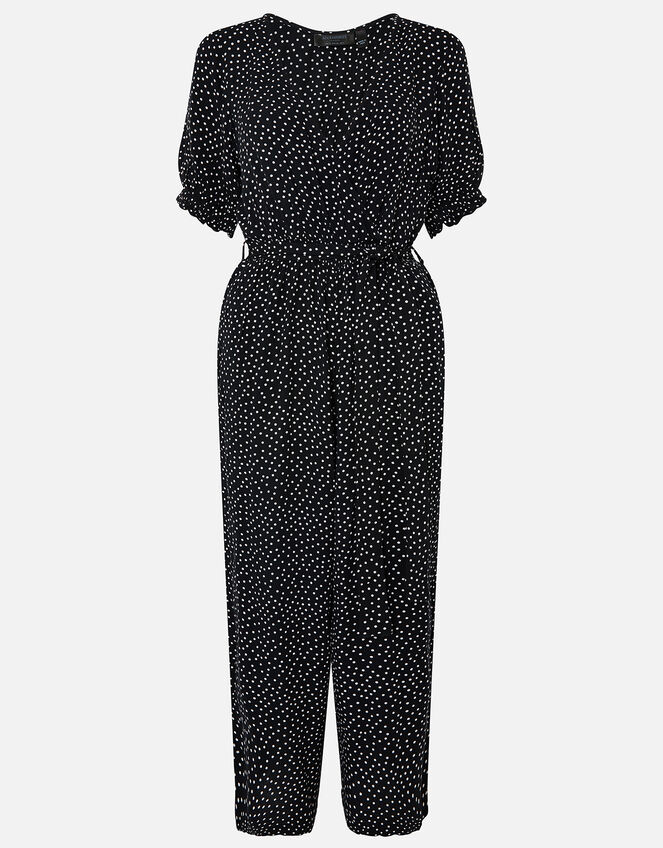 Spot Wrap Jumpsuit in LENZING™ ECOVERO™ , Black (BLACK WHITE), large
