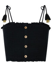 Charlotte Ruched Bandeau Top, Black (BLACK), large
